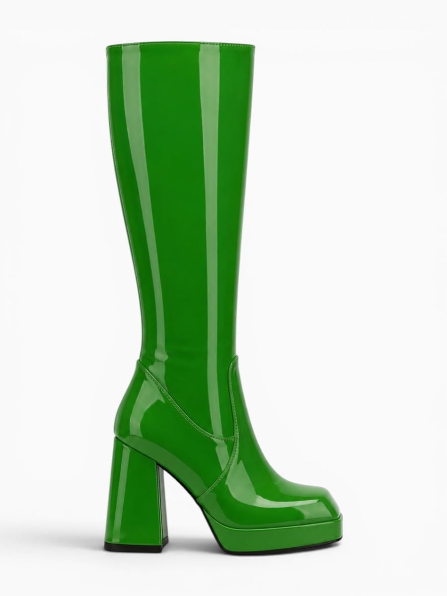 Amara Shoes Metallic Platform Knee-High Boots
