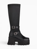 Amara Shoes Platform Knee-High Buckle Boots