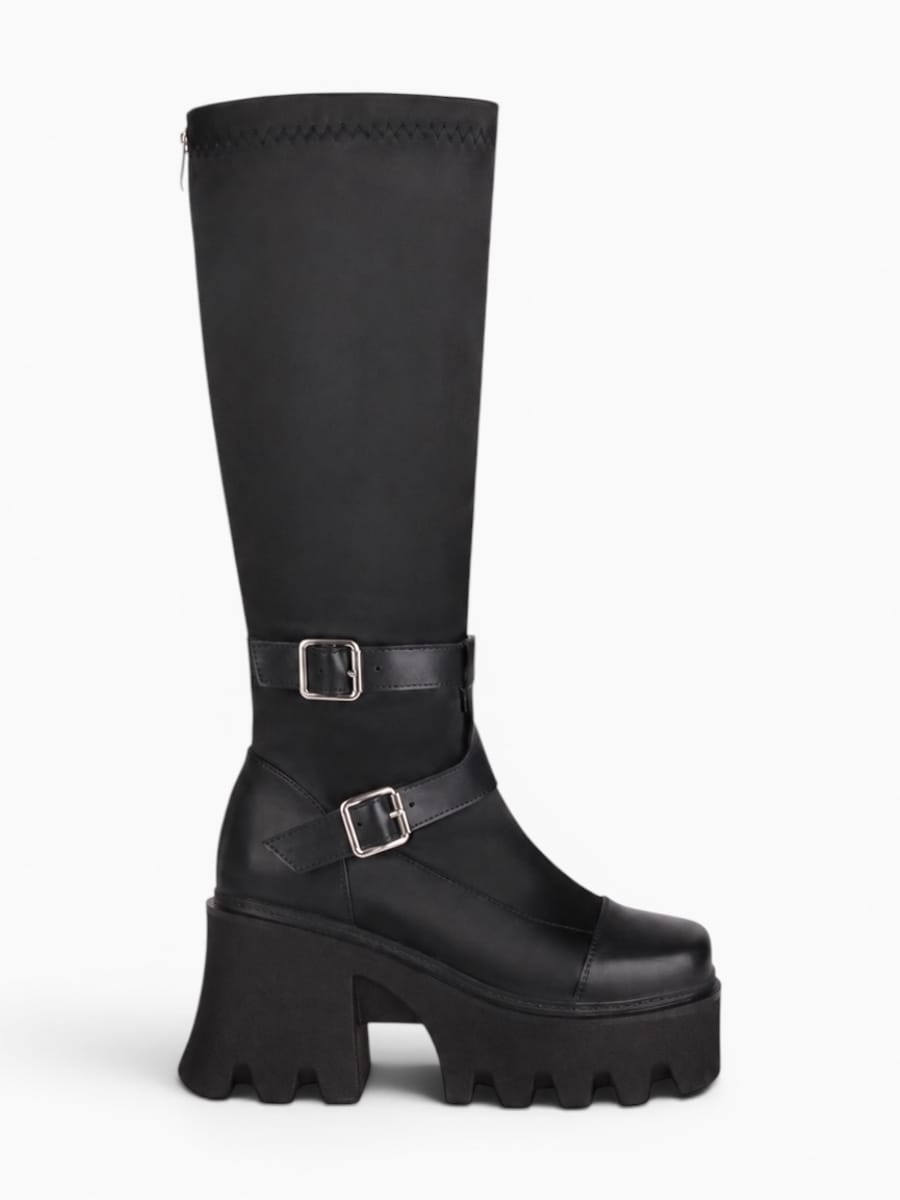 Amara Shoes Platform Knee-High Buckle Boots