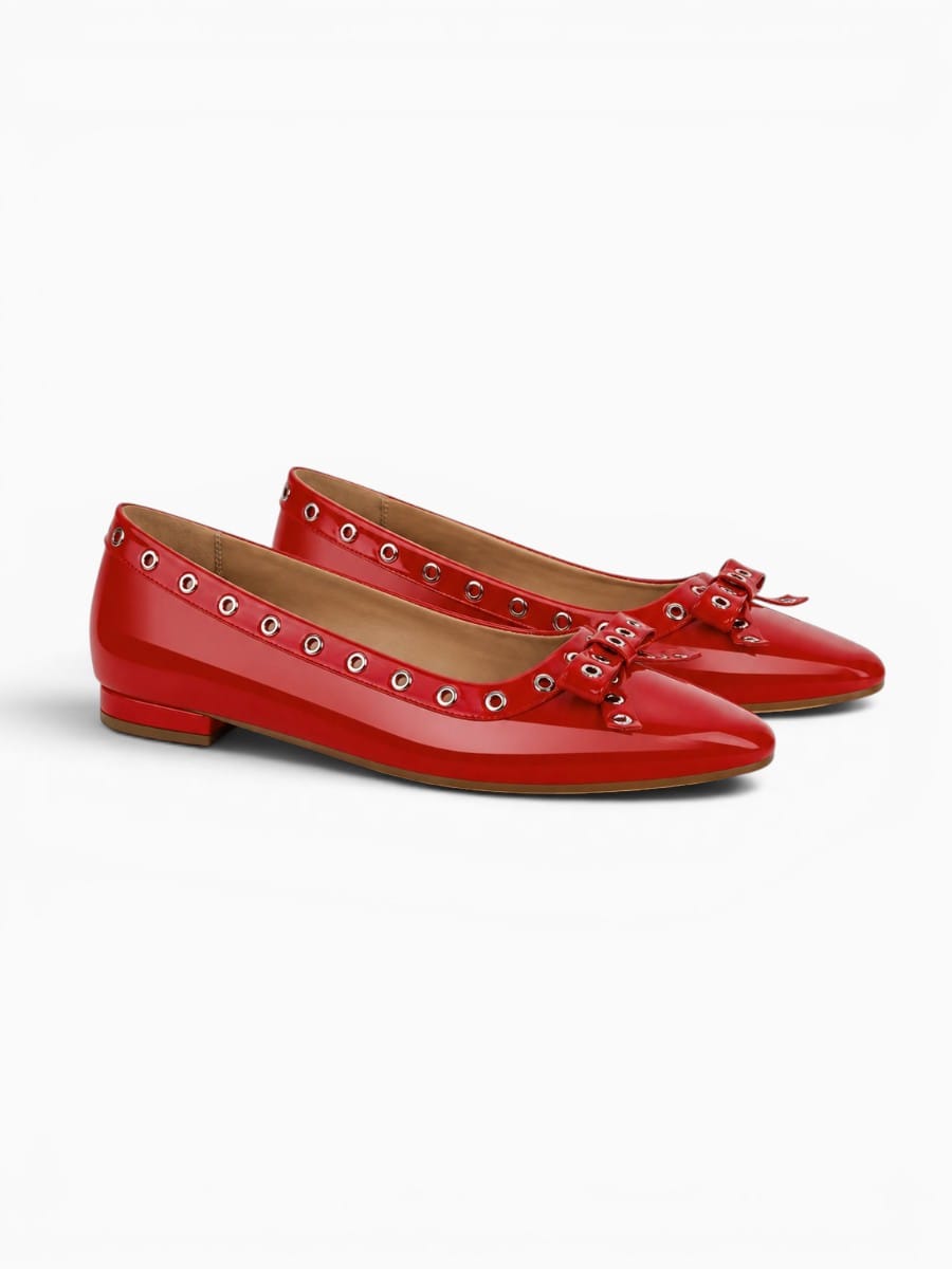 Amara Shoes Square Toe Bow Ballet Flats