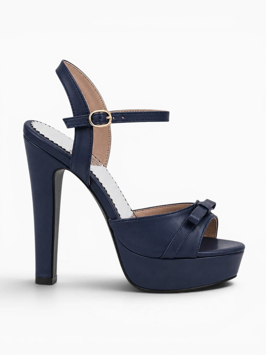 Amara Shoes Bow Platform Peep Toe Block Heel Ankle Strap Sandals