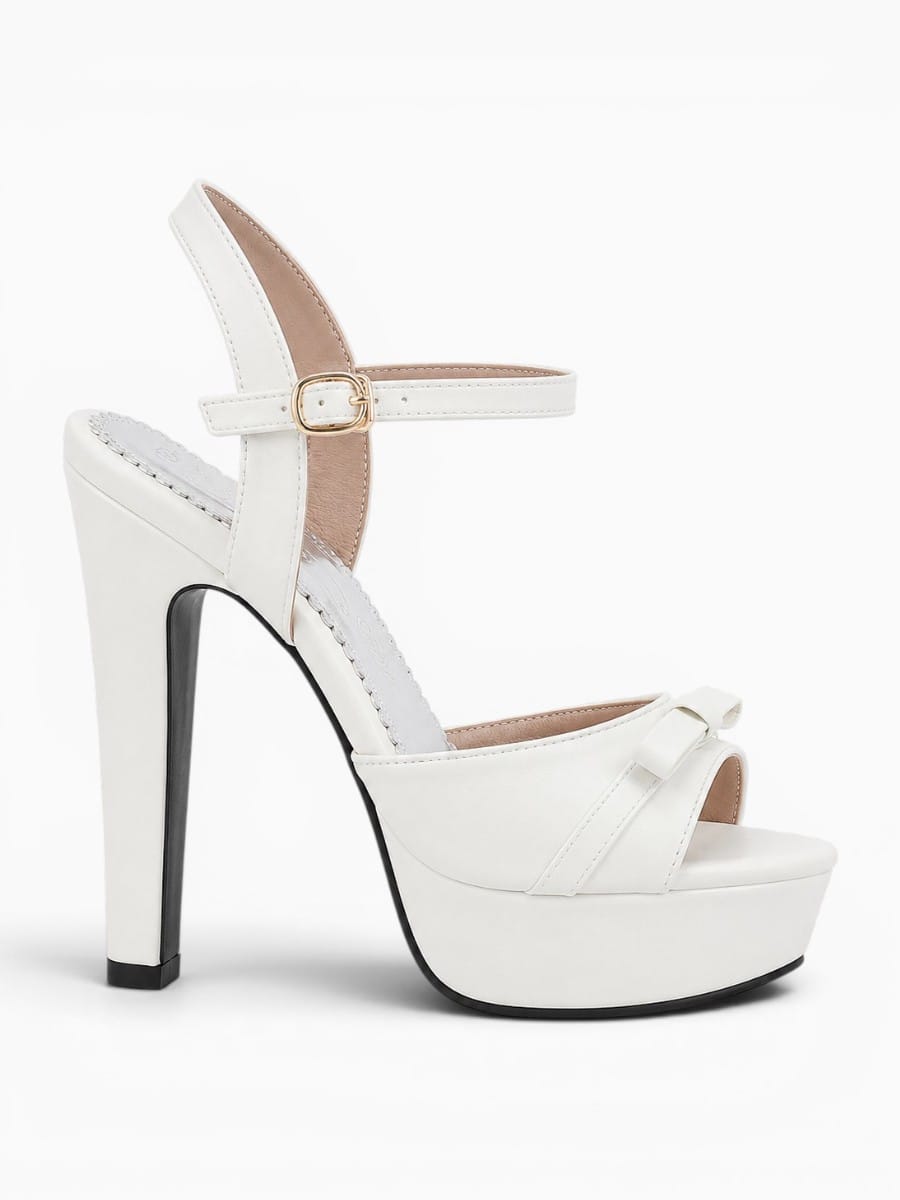 Amara Shoes Bow Platform Peep Toe Block Heel Ankle Strap Sandals