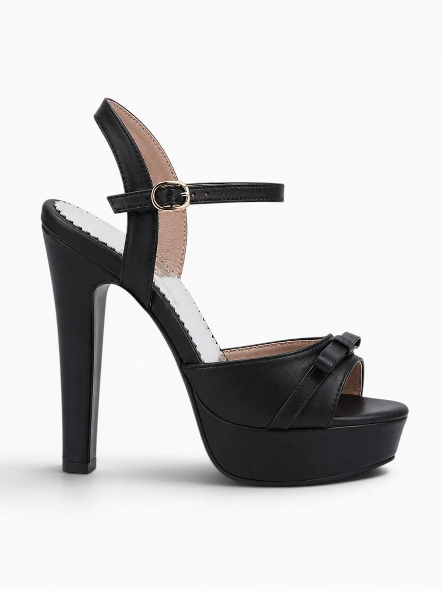 Amara Shoes Bow Platform Peep Toe Block Heel Ankle Strap Sandals