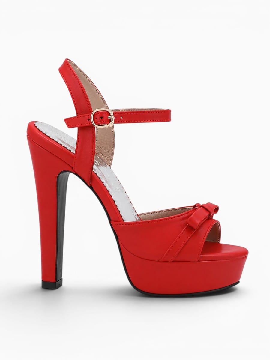 Amara Shoes Bow Platform Peep Toe Block Heel Ankle Strap Sandals