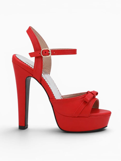 Amara Shoes Bow Platform Peep Toe Block Heel Ankle Strap Sandals