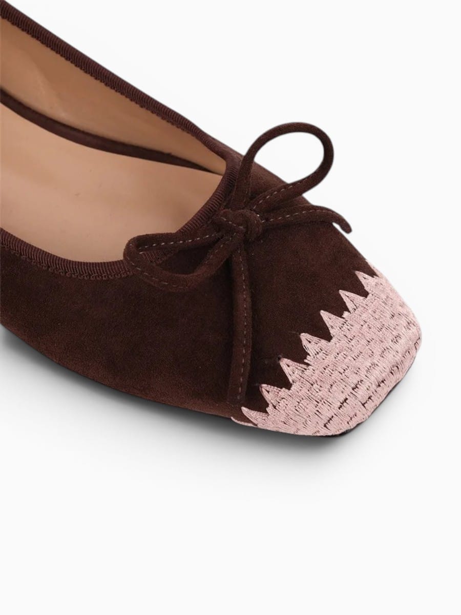 Amara Shoes Bow Square Toe Ballet Flats