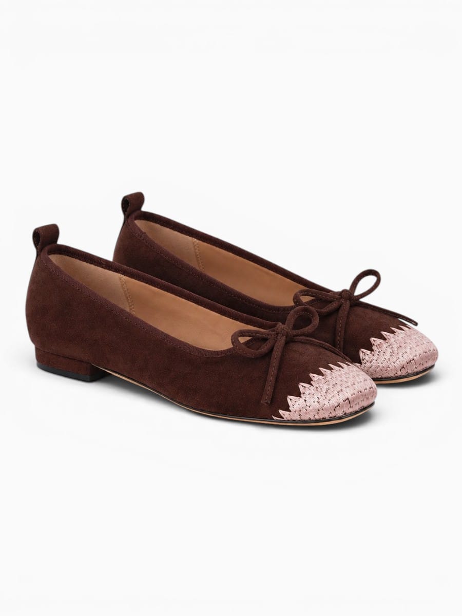 Amara Shoes Bow Square Toe Ballet Flats