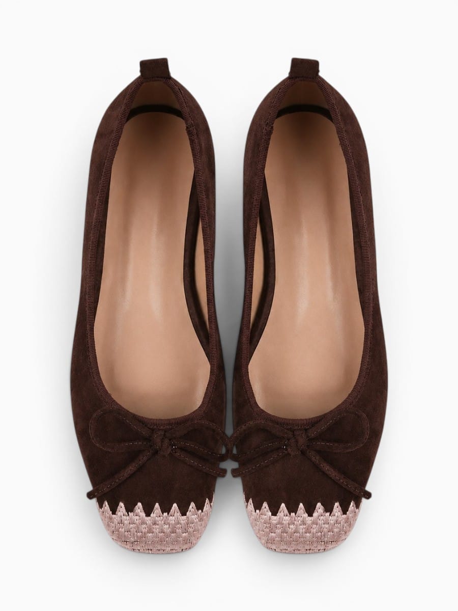 Amara Shoes Bow Square Toe Ballet Flats