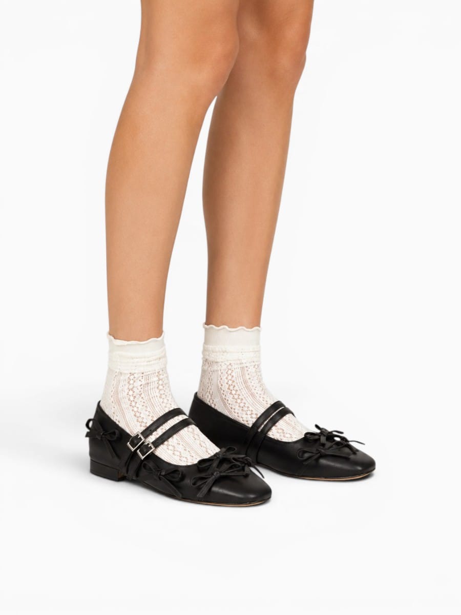 Amara Shoes Bow Strap Ballet Flats