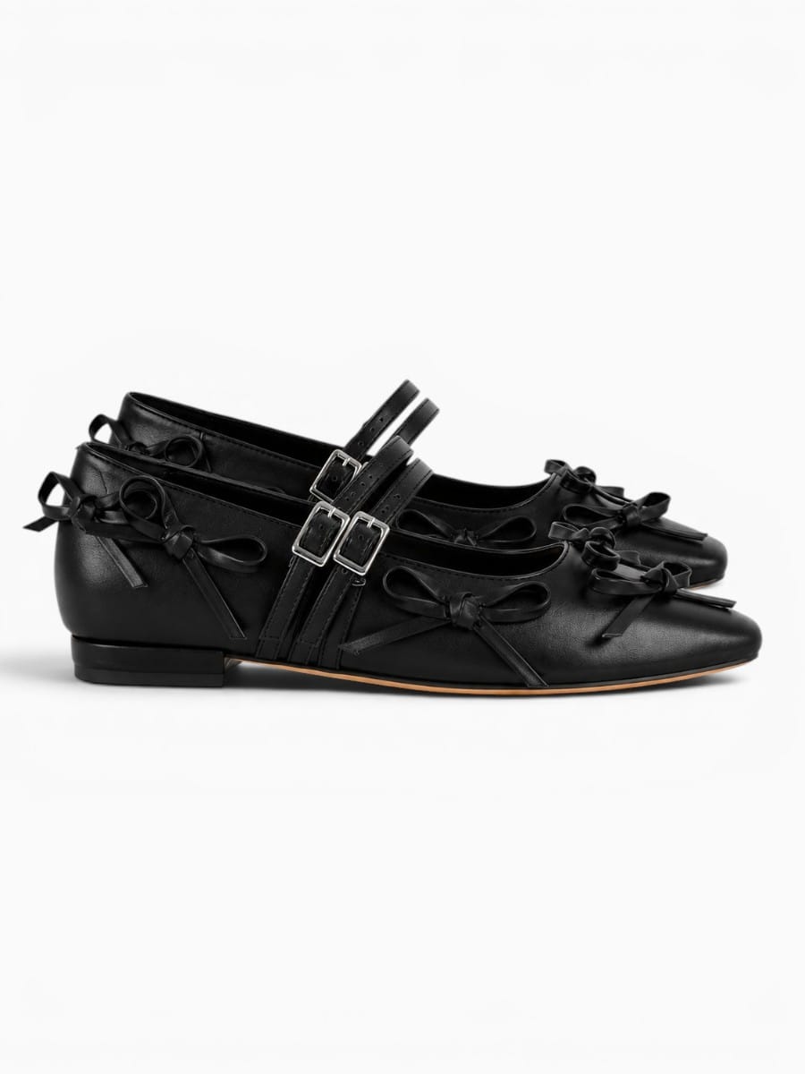 Amara Shoes Bow Strap Ballet Flats