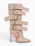 Amara Shoes Buckle Strap Stiletto Boots
