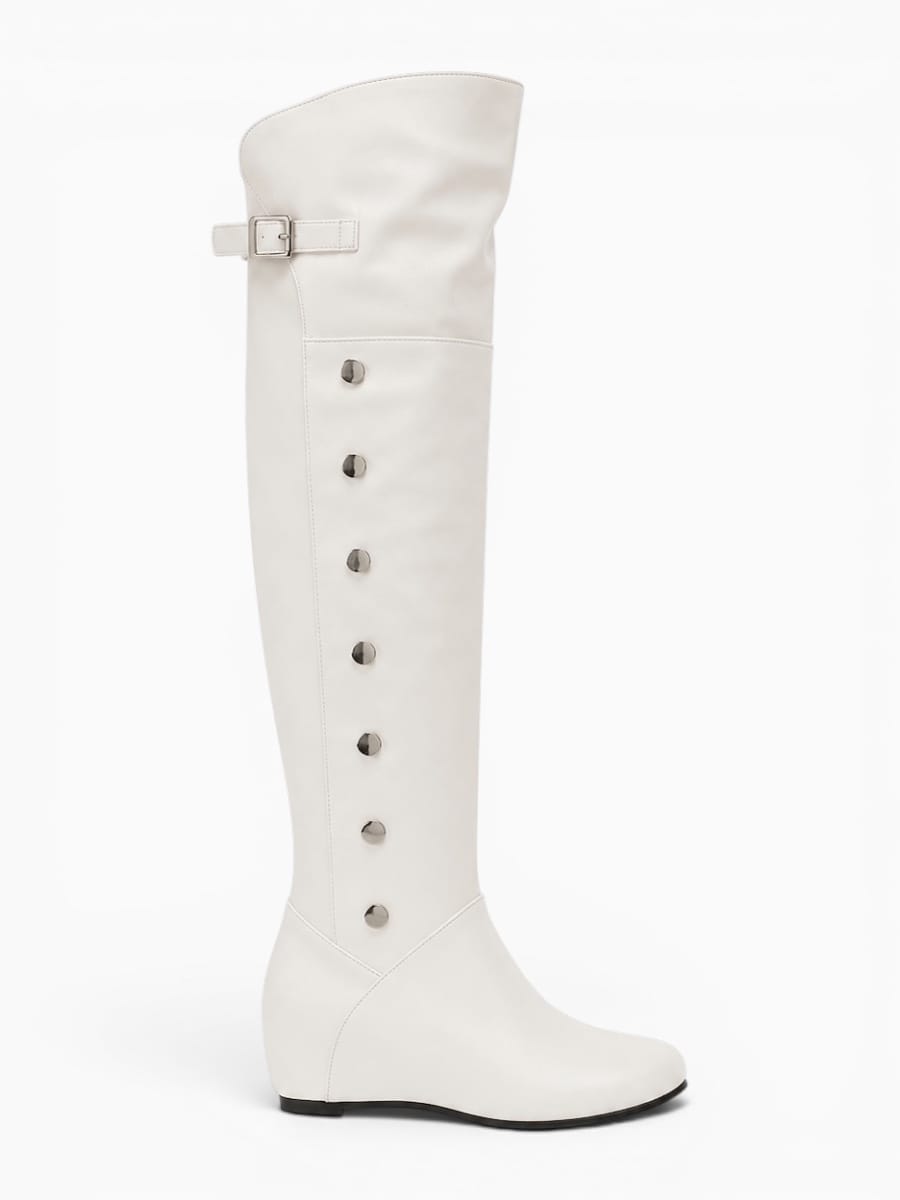 Amara Shoes Button Detail Over Knee Boots