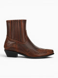 Amara Shoes Chelsea Slip On Ankle Boot Embroidered Chunky Heel