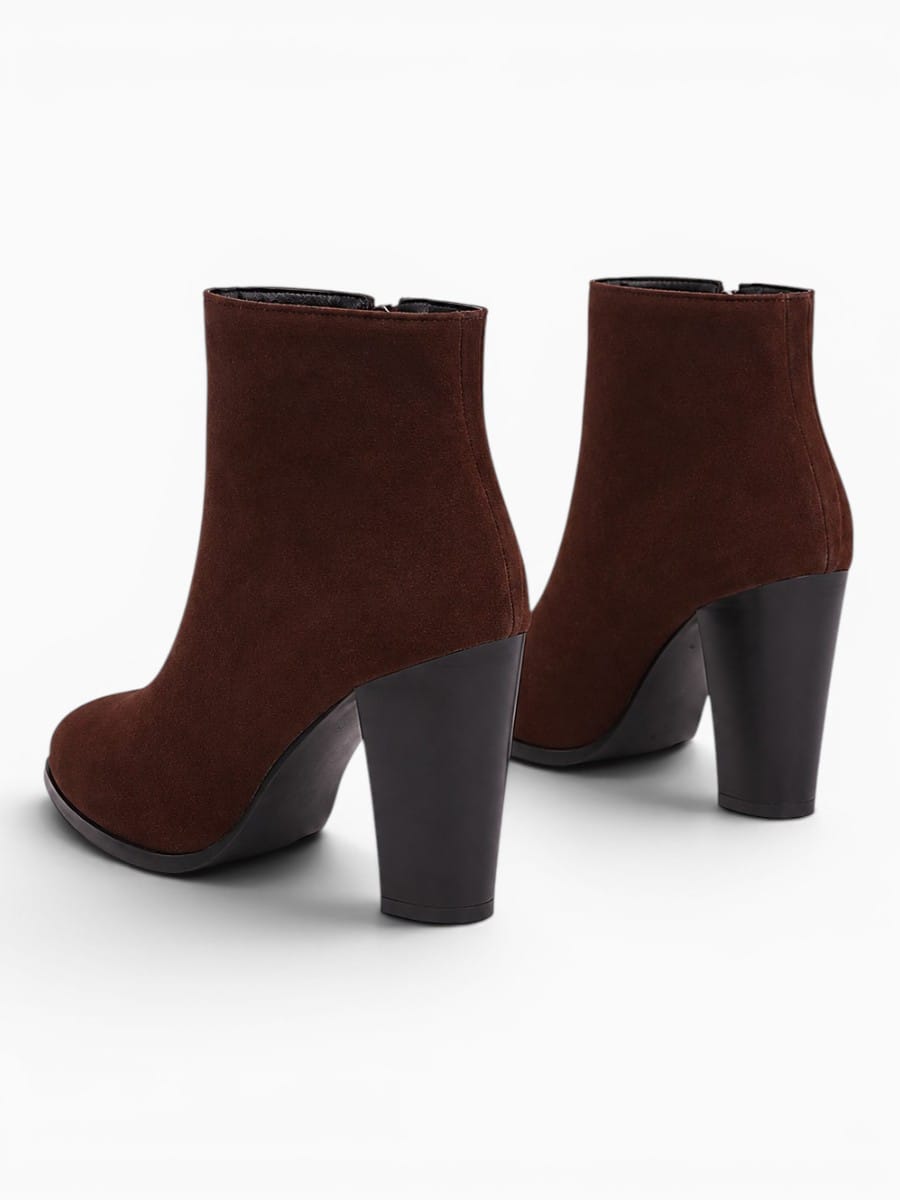 Amara Shoes Combat Ankle Boot Pointed Toe Block Heel Side Zip