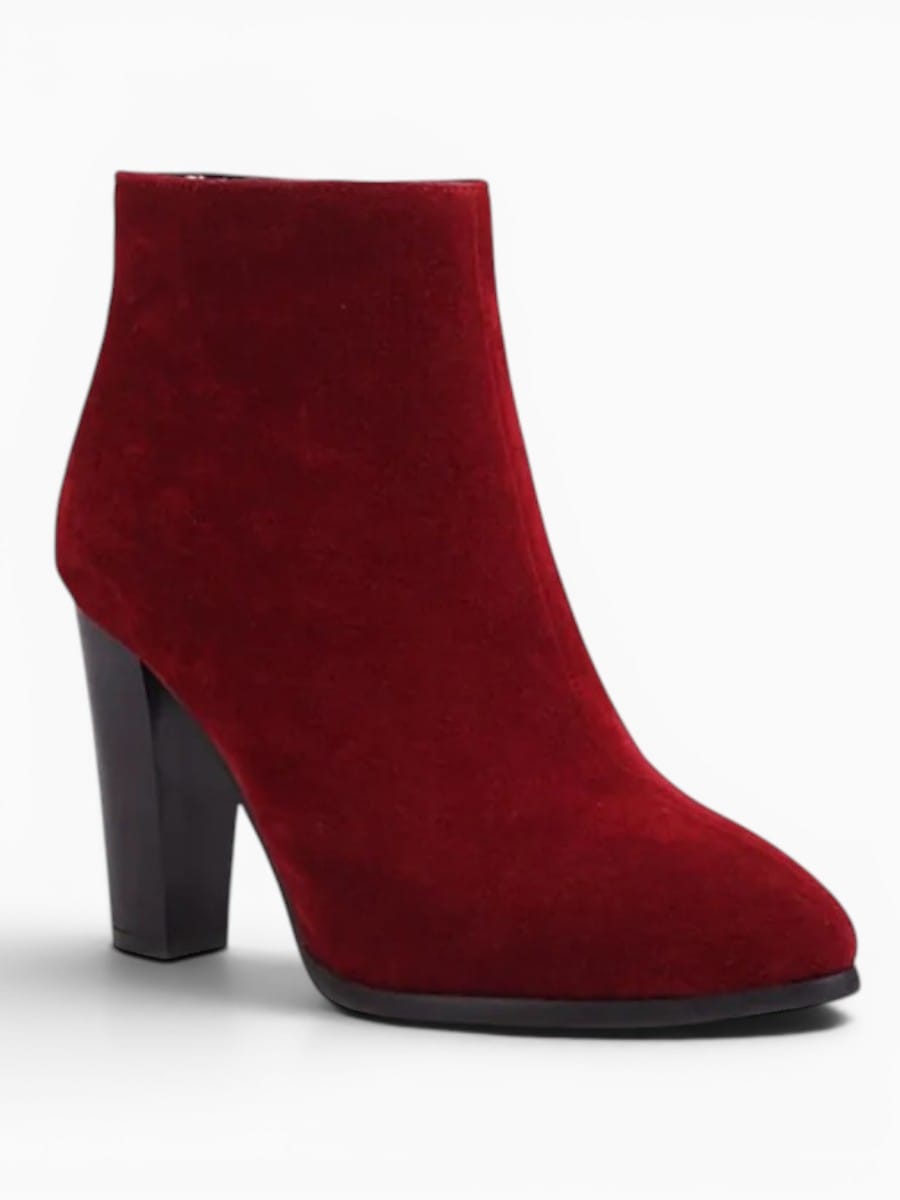 Amara Shoes Combat Ankle Boot Pointed Toe Block Heel Side Zip