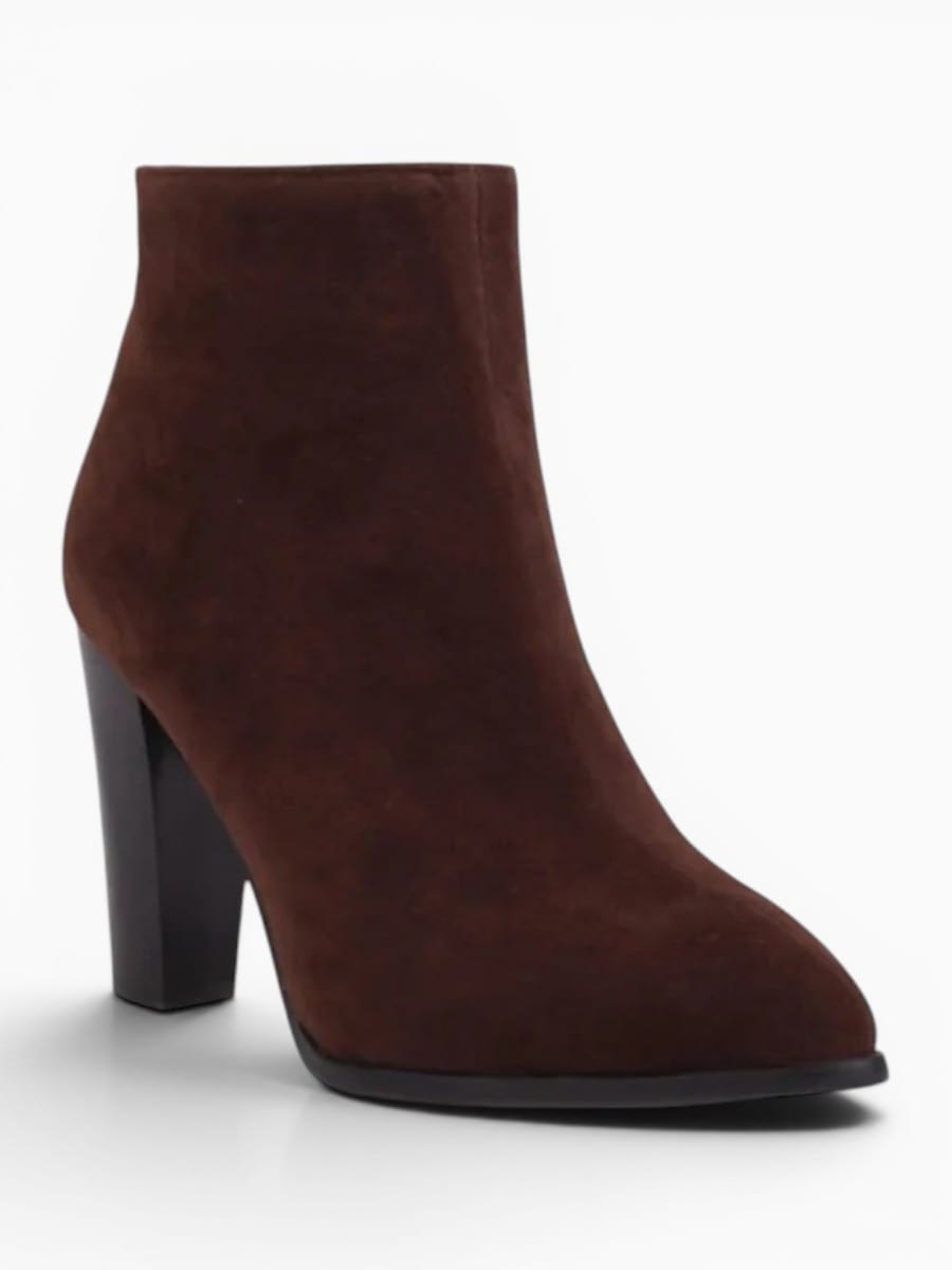 Amara Shoes Combat Ankle Boot Pointed Toe Block Heel Side Zip