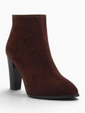 Amara Shoes Combat Ankle Boot Pointed Toe Block Heel Side Zip