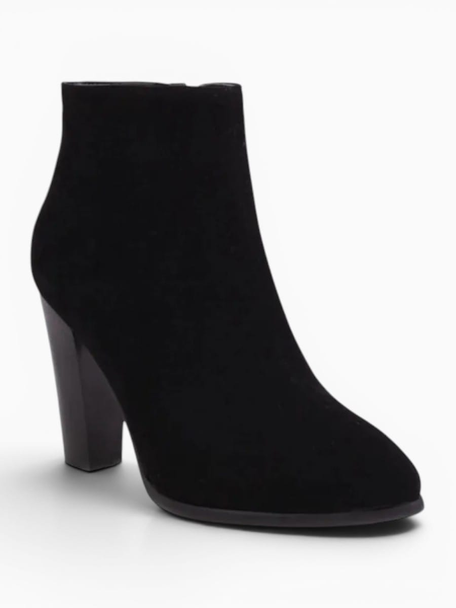 Amara Shoes Combat Ankle Boot Pointed Toe Block Heel Side Zip