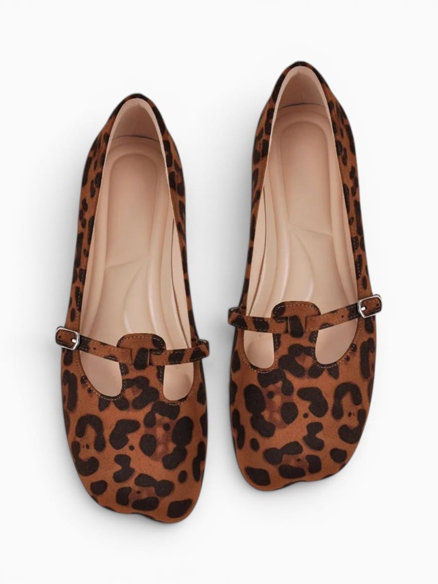 Amara Shoes Cow Print Mary Jane Flats