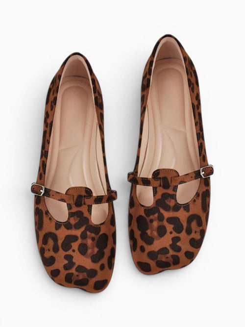 Amara Shoes Cow Print Mary Jane Flats