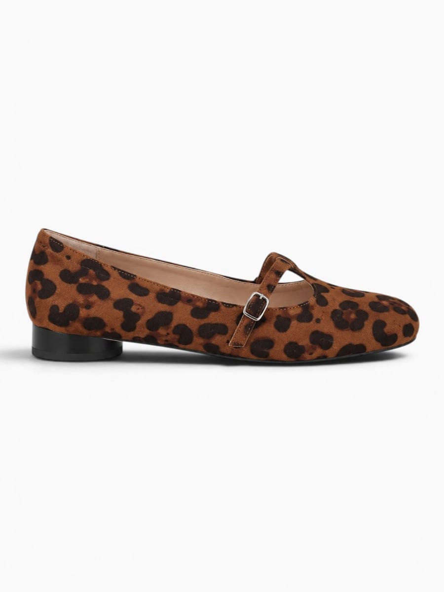 Amara Shoes Cow Print Mary Jane Flats