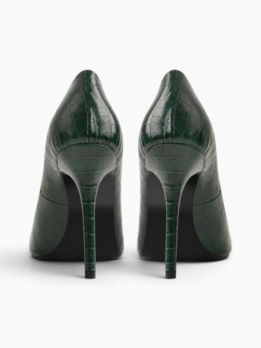 Amara Shoes Croc Effect Faux Leather High Heel Pumps