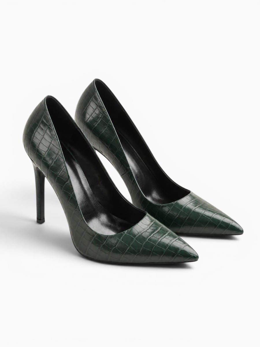 Amara Shoes Croc Effect Faux Leather High Heel Pumps