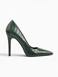 Amara Shoes Croc Effect Faux Leather High Heel Pumps