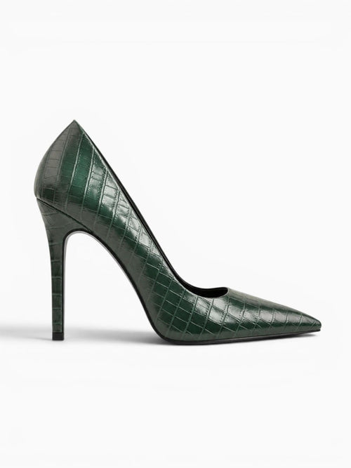 Amara Shoes Croc Effect Faux Leather High Heel Pumps