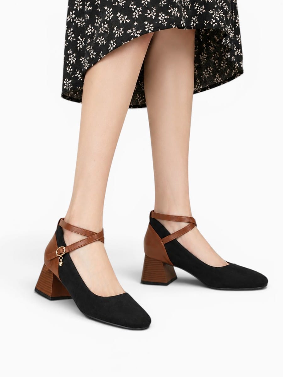 Amara Shoes Cross Strap Mary Jane Heels