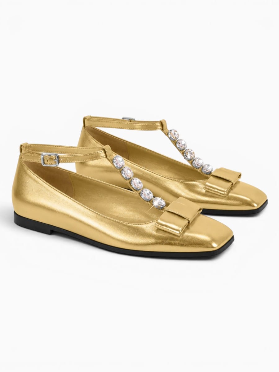Amara Shoes Crystal Strap Ballet Flats