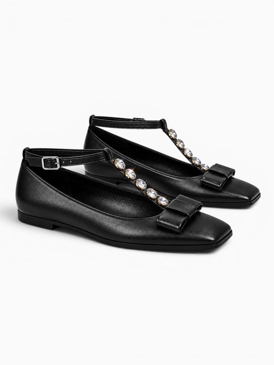 Amara Shoes Crystal Strap Ballet Flats