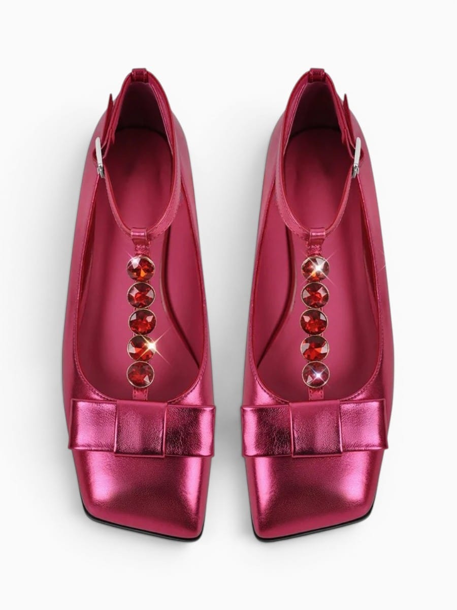 Amara Shoes Crystal Strap Ballet Flats