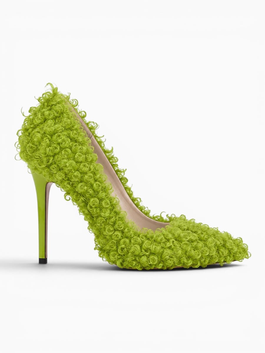 Amara Shoes Curly Fur Stiletto Pumps