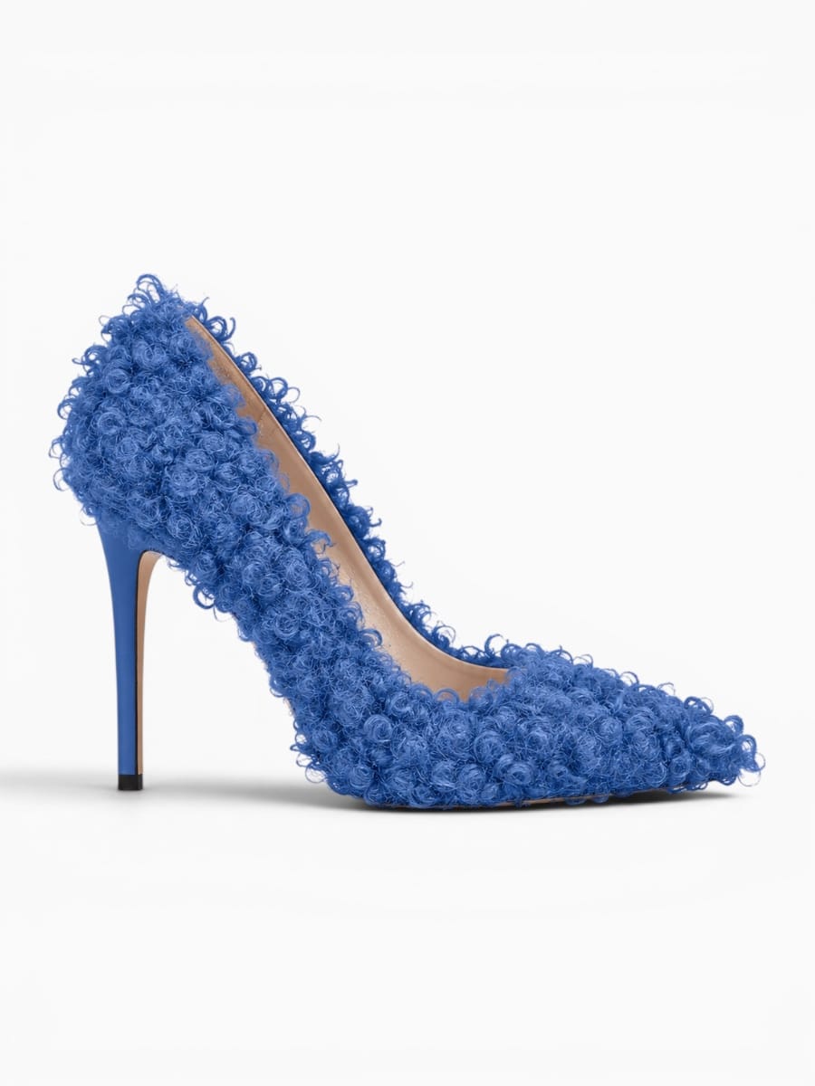 Amara Shoes Curly Fur Stiletto Pumps