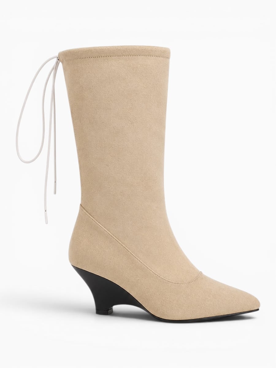 Amara Shoes Denim Wedge Cowboy Boots