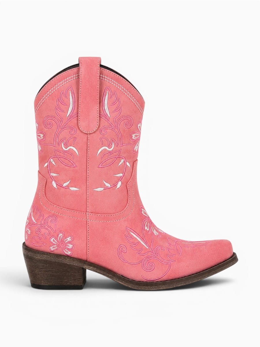 Amara Shoes Embroidered Cowboy Mid Calf Boots