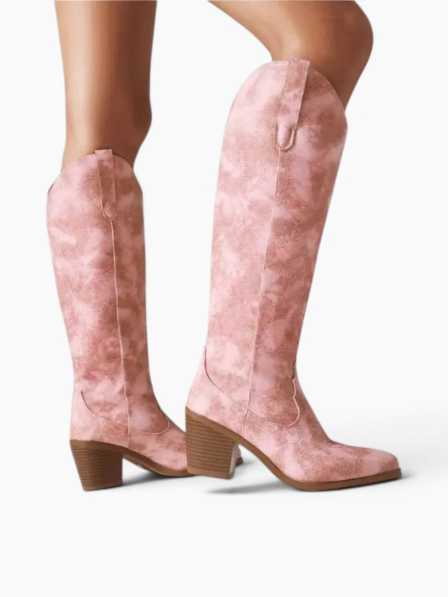 Amara Shoes Embroidered Knee High Cowboy Boots