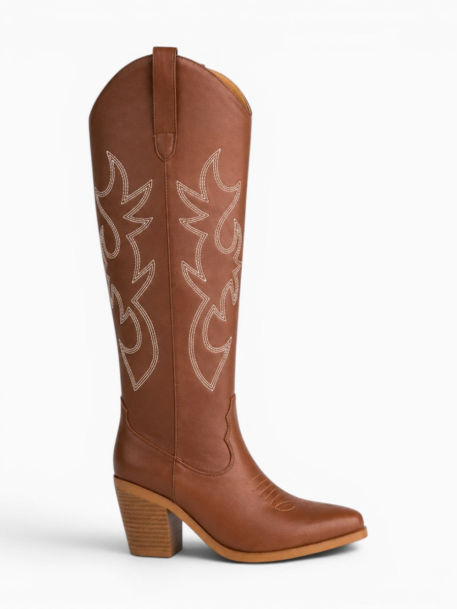 Amara Shoes Embroidered Knee High Cowboy Boots