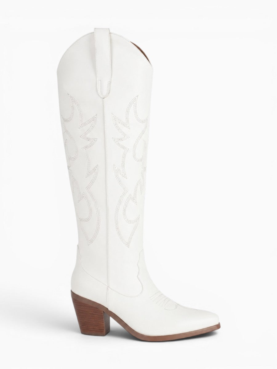Amara Shoes Embroidered Knee High Cowboy Boots