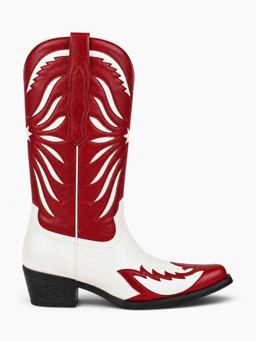Amara Shoes Embroidered Pointed Toe Pull On Western Cowboy Boots