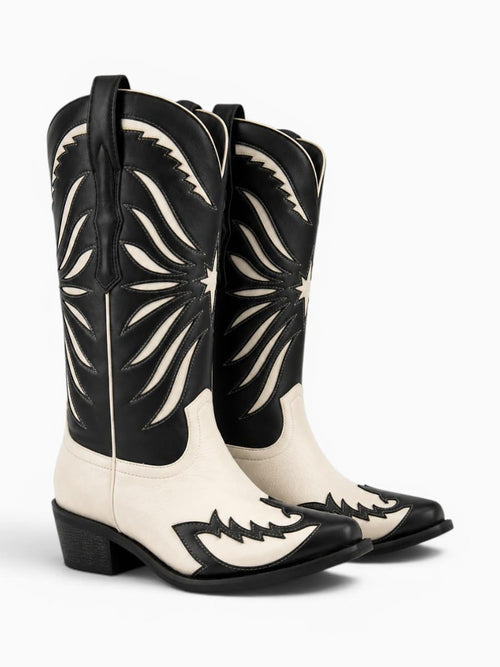 Amara Shoes Embroidered Pointed Toe Pull On Western Cowboy Boots