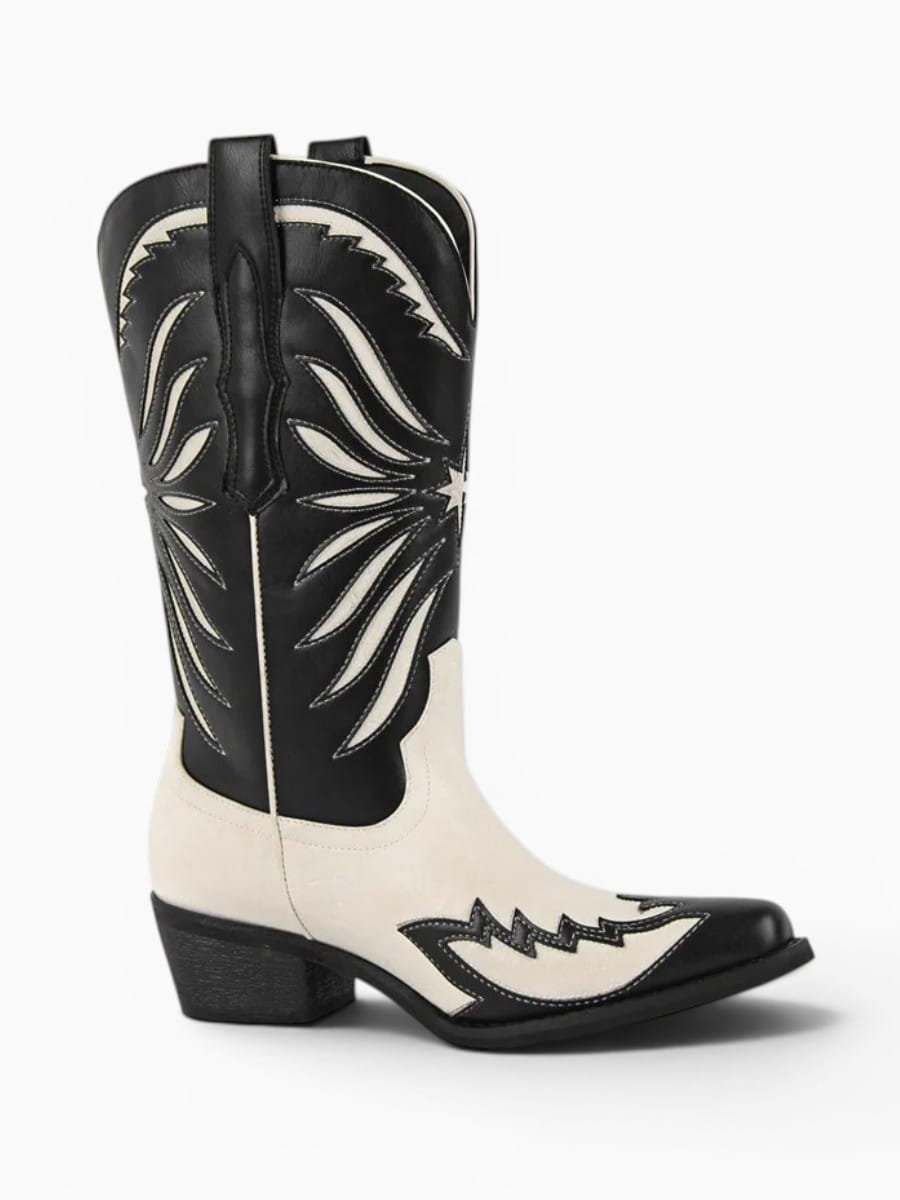 Amara Shoes Embroidered Pointed Toe Pull On Western Cowboy Boots