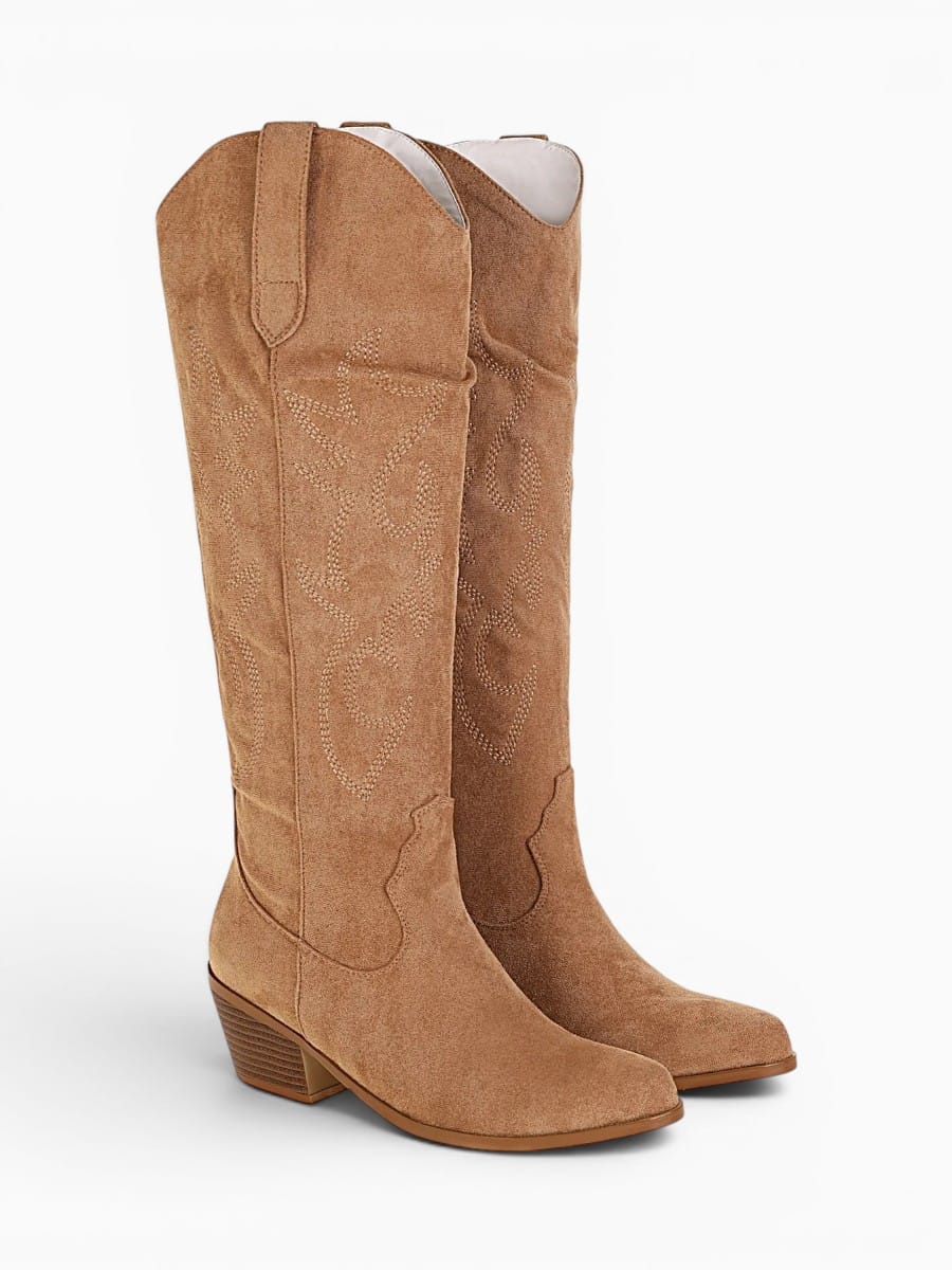 Amara Shoes Embroidered Western Knee High Boots