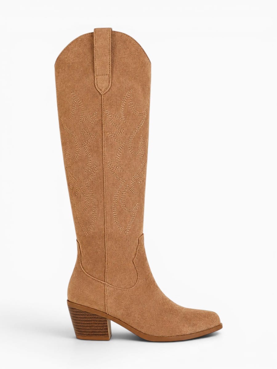 Amara Shoes Embroidered Western Knee High Boots