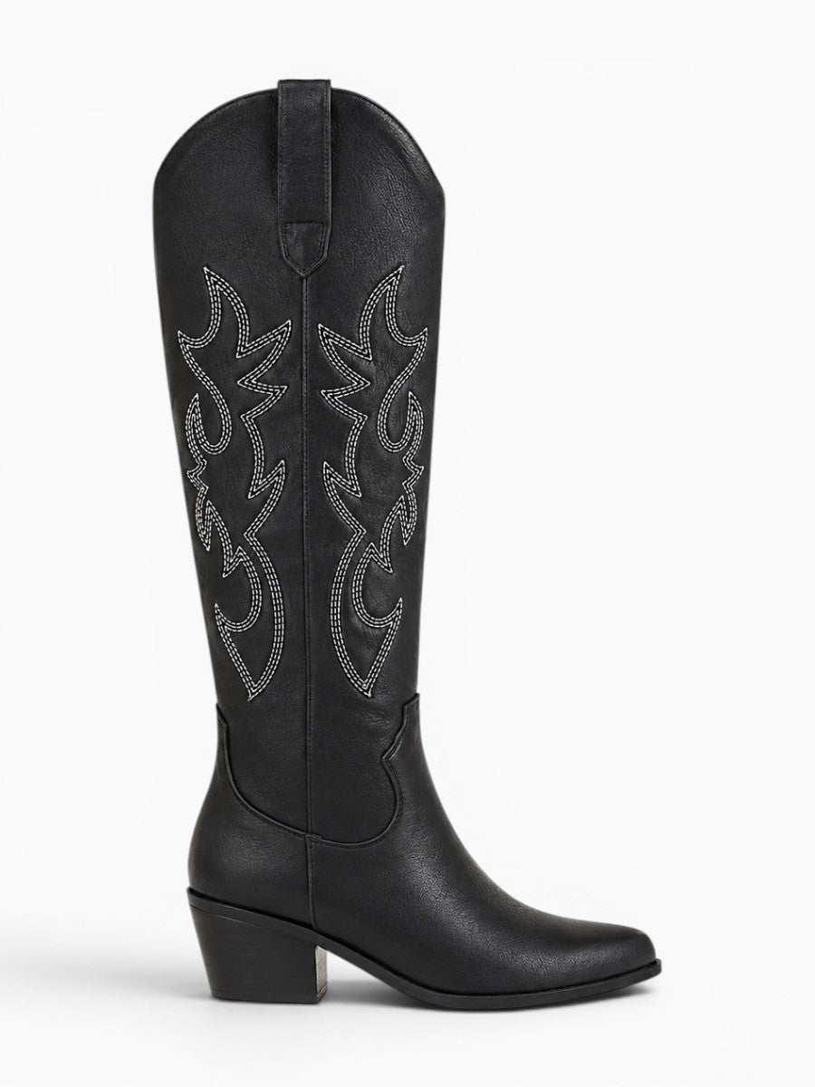 Amara Shoes Embroidered Western Knee High Boots