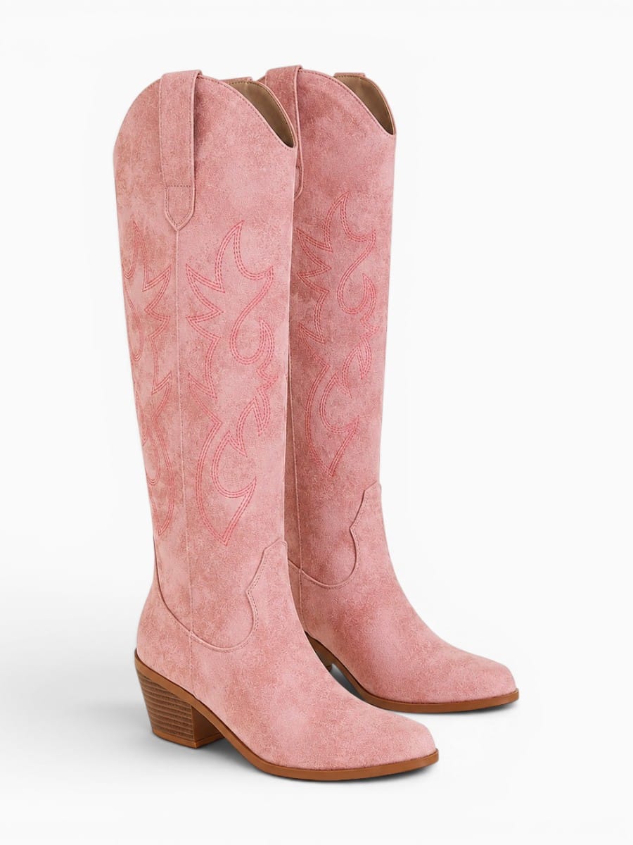 Amara Shoes Embroidered Western Knee High Boots