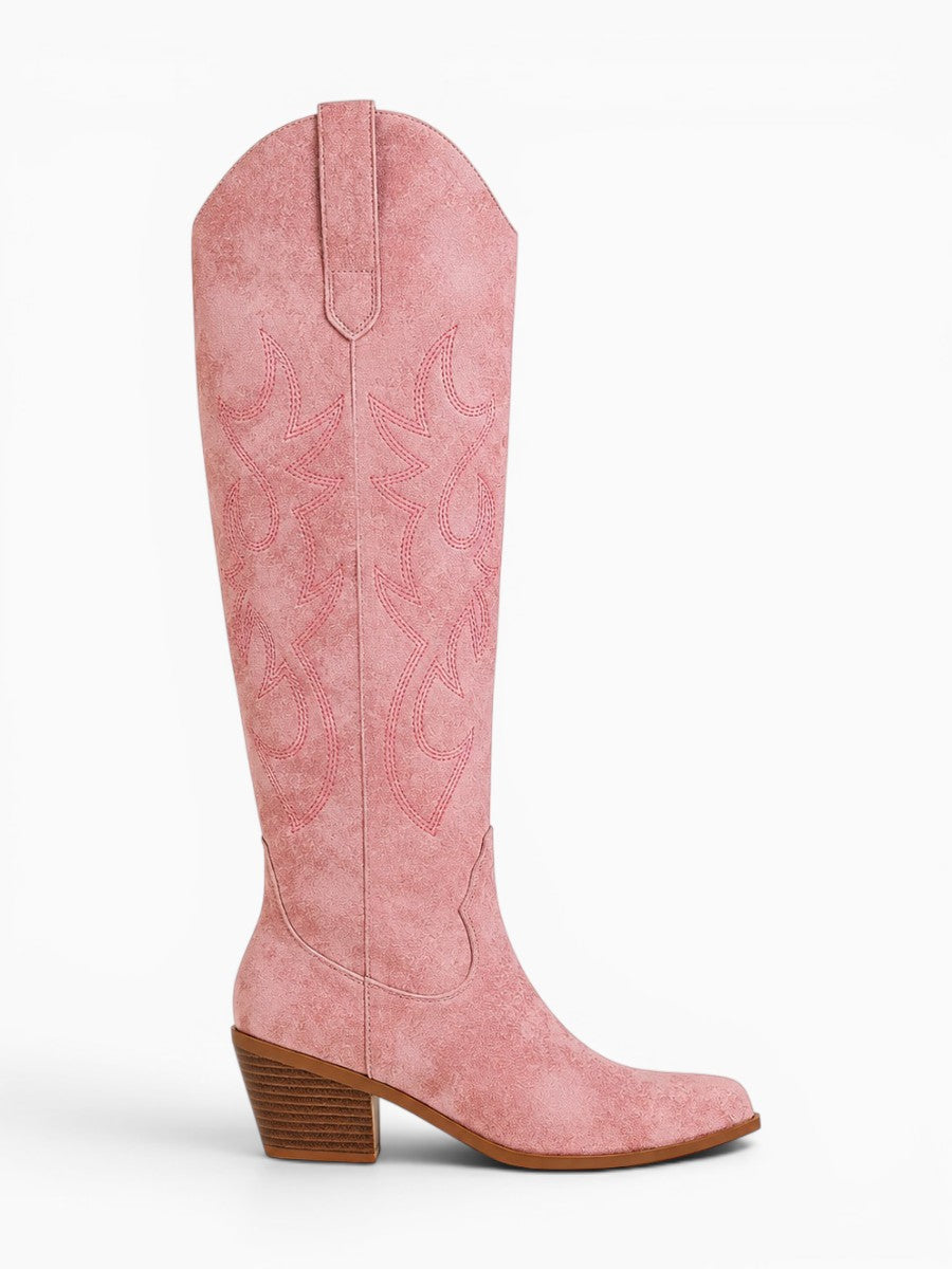 Amara Shoes Embroidered Western Knee High Boots