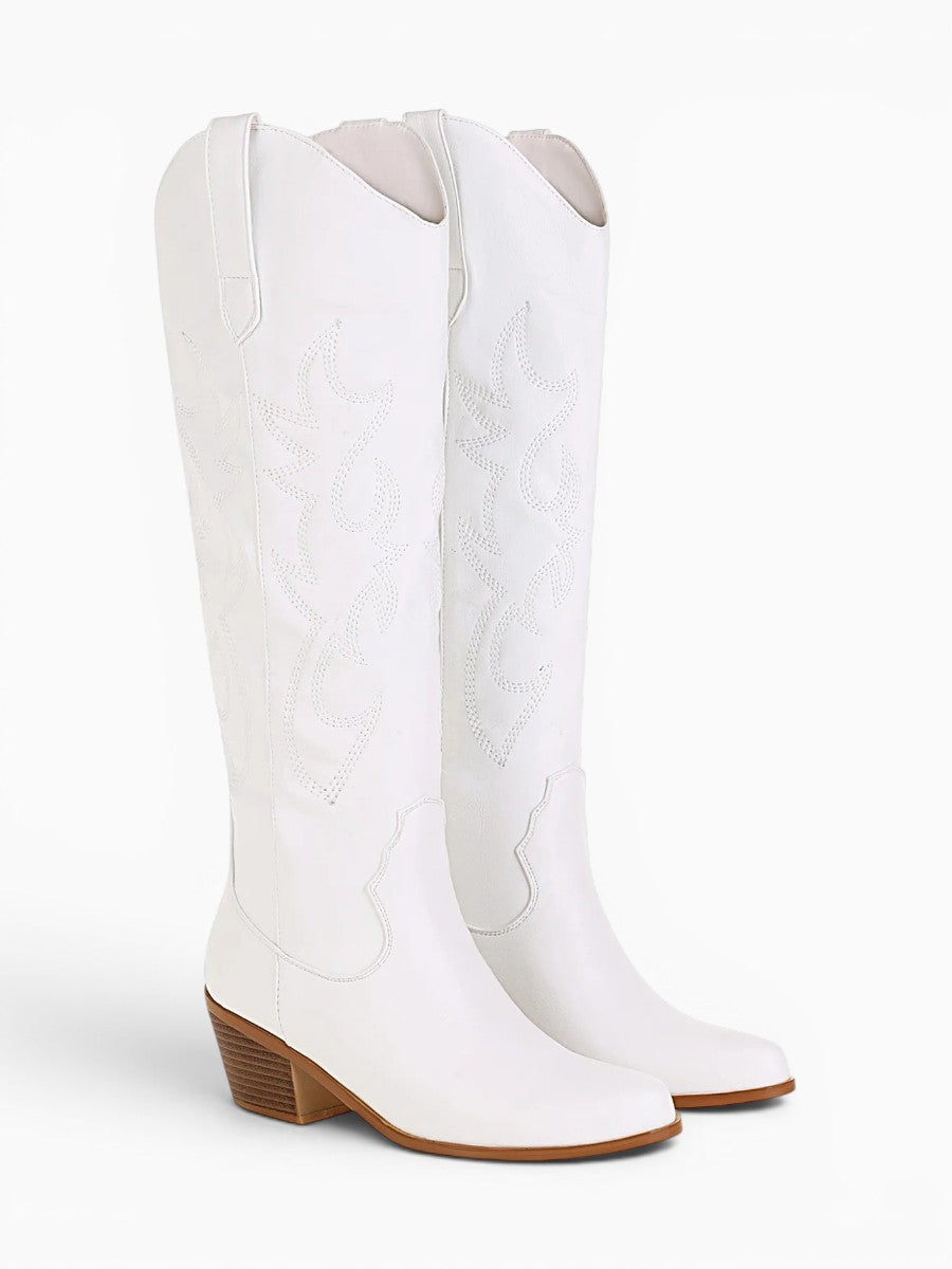 Amara Shoes Embroidered Western Knee High Boots