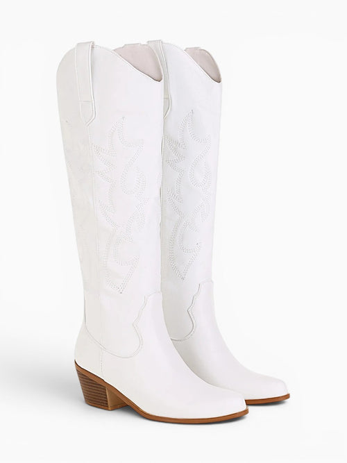 Amara Shoes Embroidered Western Knee High Boots